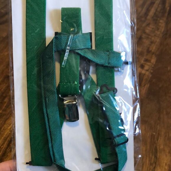 Kids Umo Lorenzo Suspender And Bow Tie Set-Green - Picture 4 of 4